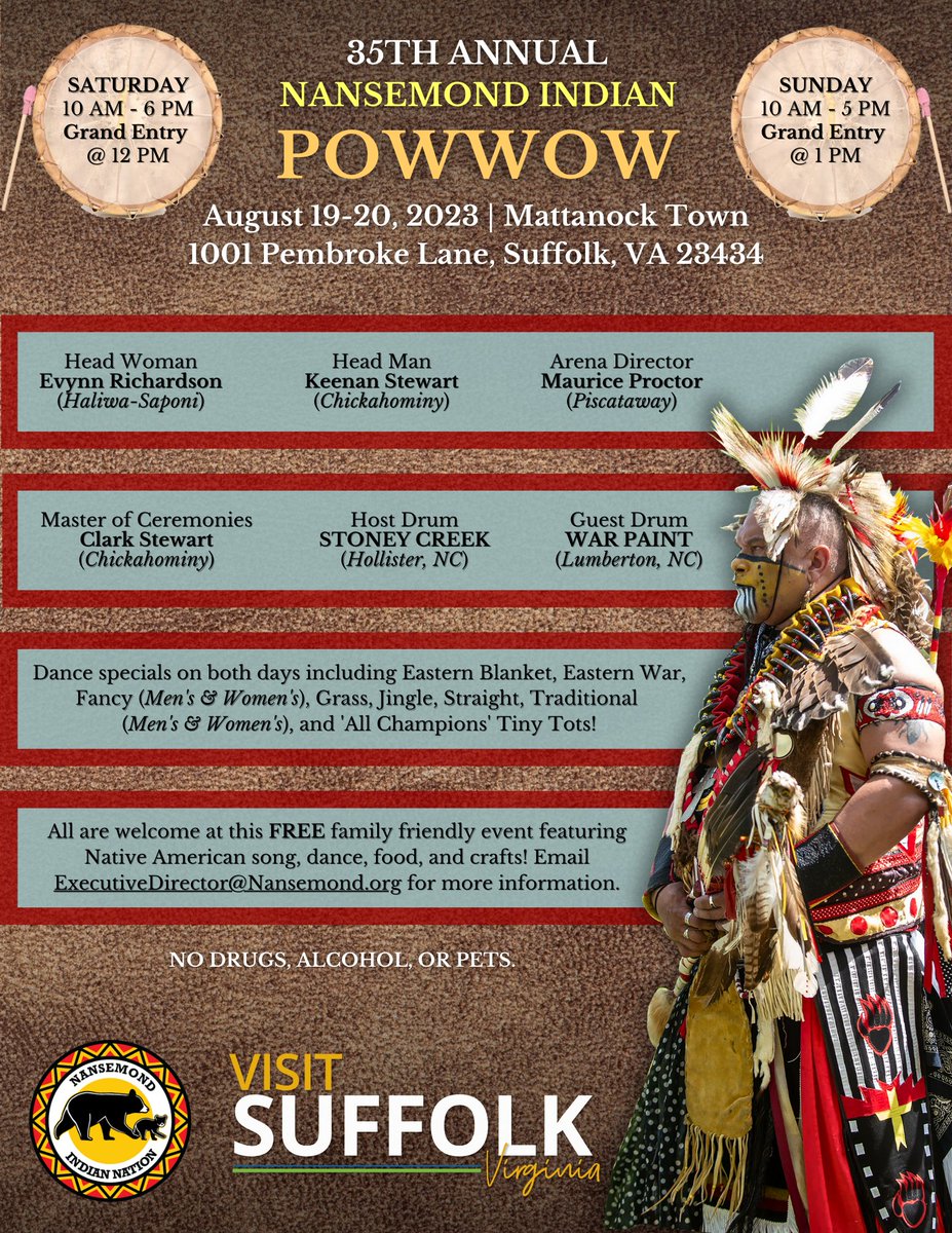 The 35th Annual Nansemond Indian Pow Wow is just 2 months away! Please join us!