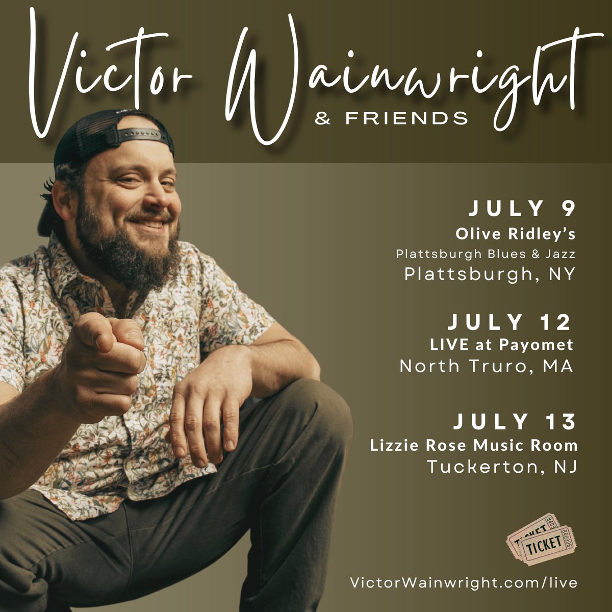 Victor Wainwright &amp; Friends —
Join us for our exclusive and more acquainted show, stripped down with special arrangements!
🎟️ Tickets: victorwainwright.com/live

#plattsburghny #northtruroma #tuckertonnj