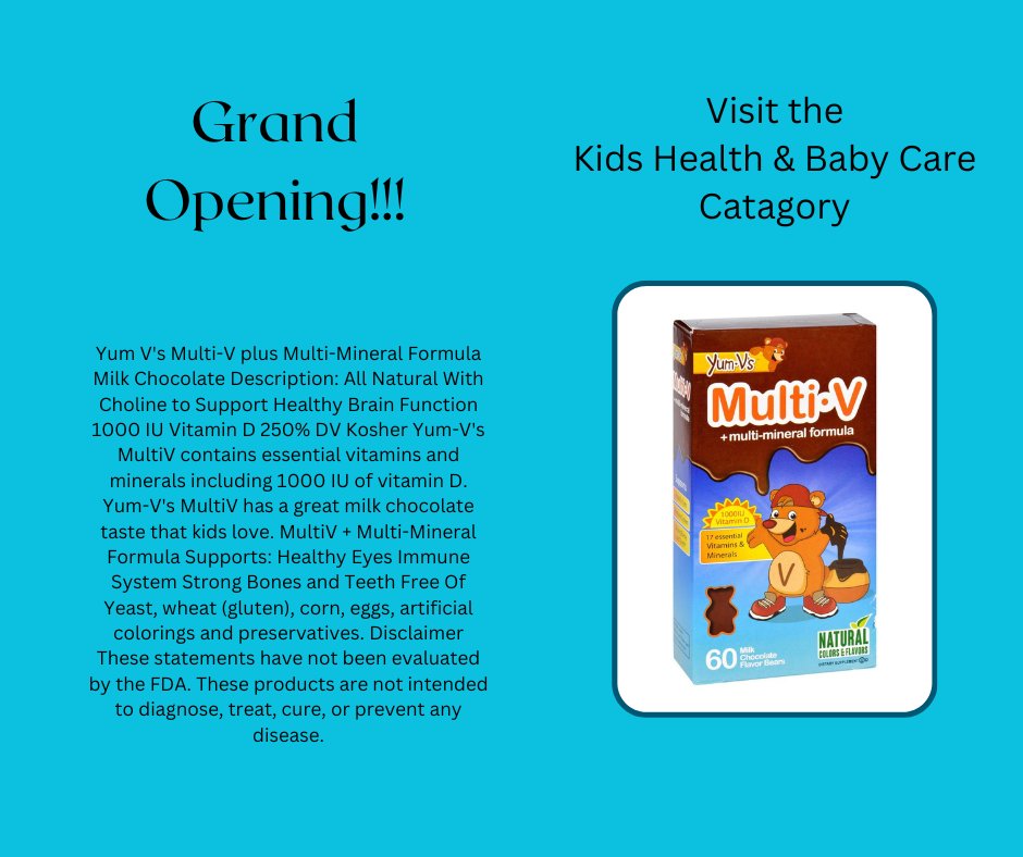 Grand Opening!!!                                         buff.ly/421WyrI

Discover the power of Childrens supplements to improve their health and wellness too! 

#childrenssupplements #multivitaminsforkids #childrenshealth #immunesystem #childrensmultivitamins