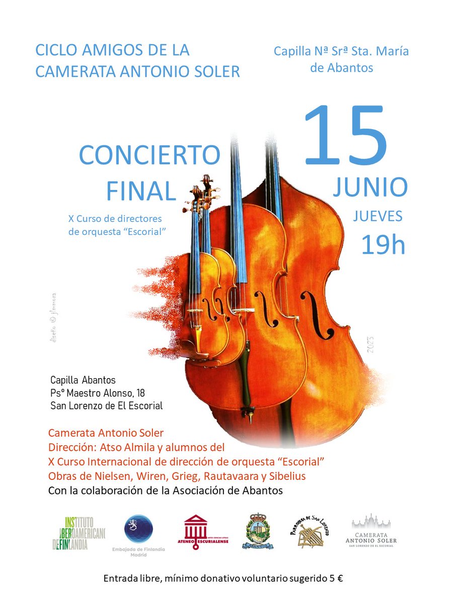 CamerataASoler's tweet photo. I Ciclo de Amigos de la Camerata Antonio Soler, música nórdica de #Wiren #Sibelius #Rautavaara #Grieg #Nielsen dirigen Atso Almila y sus alumnos.
San Lorenzo de El Escorial, #Abantos
15 junio, 19 h @OndaCeroSierra @sermadridsierra @aquienlasierra https://t.co/g0vxVkpflV