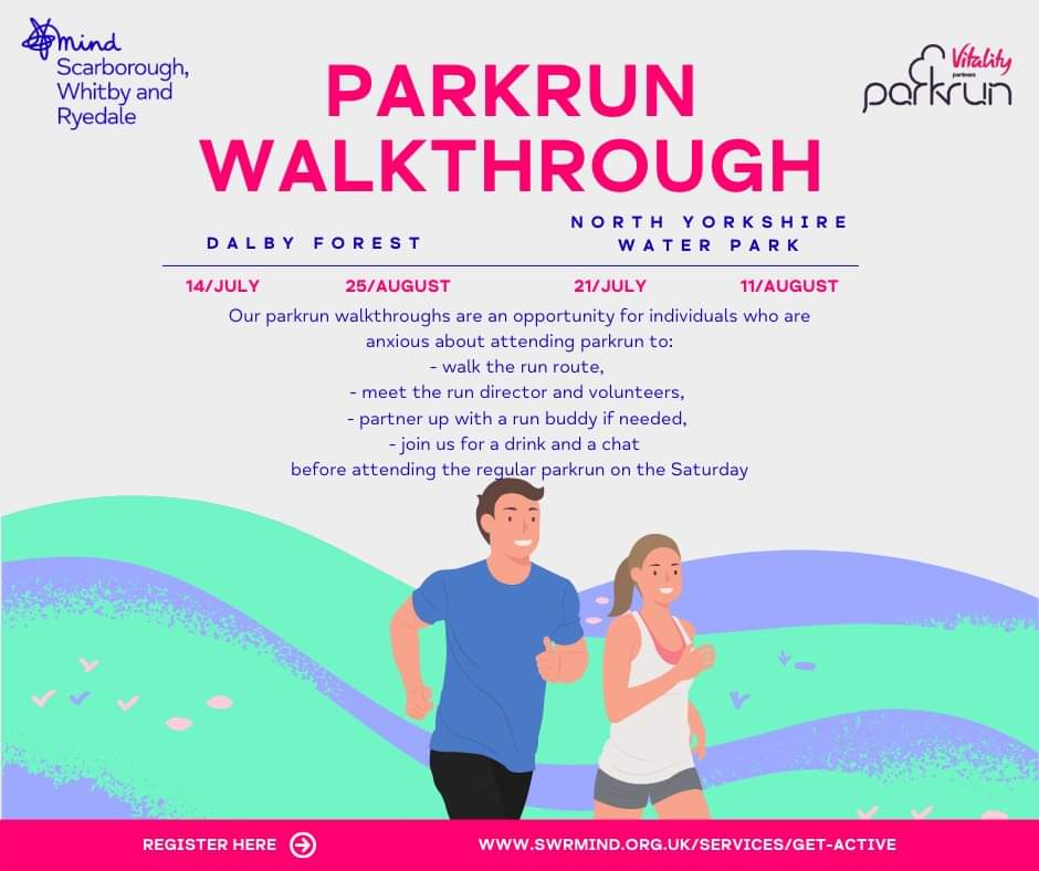 🏃‍♀Not sure if parkrun is for you? Join us for our walkthroughs at Dalby & North Yorkshire Water Park. Walk the route, meet volunteers, partner up, enjoy a chat with us. Best of all, it's free! Register at swrmind.org.uk/parkrun-walkth… #getactive
 #parkrun #moveformentalhealth