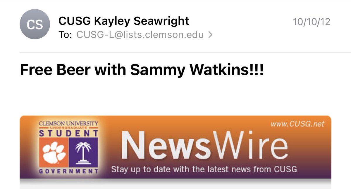 apthirteen's tweet photo. Clemson’s getting rid of all alumni .edu email accounts in 2024. RIP to the GOAT email. 😢 https://t.co/1ca6BVmQrd