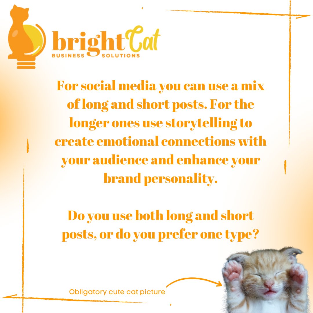 For social media you can use a mix of long and short posts. For the longer ones use storytelling to create emotional connections with your audience and enhance your brand personality.

Do you use both long and short posts, or do you prefer one type?

#socialmedia #MidlandsHour