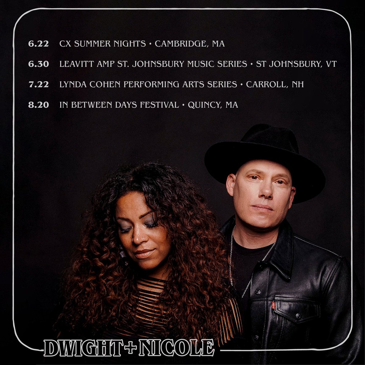 dwightandnicole's tweet photo. 🌞 SEE US THIS SUMMER 🌞

Get ready to celebrate sunshine and soul as we bring the full band to these cities this summer.

Tix at https://t.co/5kq98uTpqs

🖤 DNHQ https://t.co/HZmhBTPomW