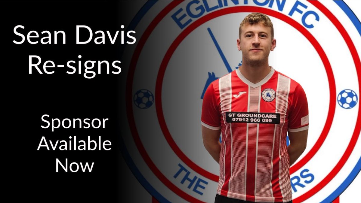 eglinton_fc's tweet photo. 🔴🔵Signing News🔵🔴 

Captain Sean Davis signs his paperwork for another season in Eglinton colours. Sean was a leader on and off the park last year and the club are delighted he has chosen to stay on next season. 

Sean is available to sponsor for the season. DM for details 👍 https://t.co/pf7iPpKQfU