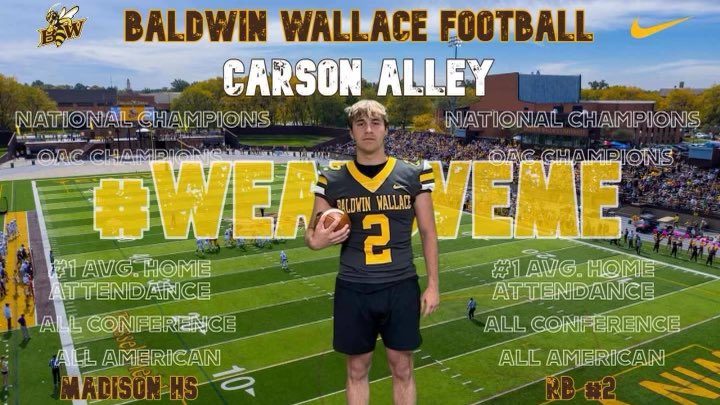 carsonalley6's tweet photo. Thank you , @CoachHilvert and Coach Parnell for a great visit. Excited to announce, I received my 1st Official Roster Spot offer for BW Yellow Jackets. @BWYJFootball https://t.co/WxjIDOrxiH