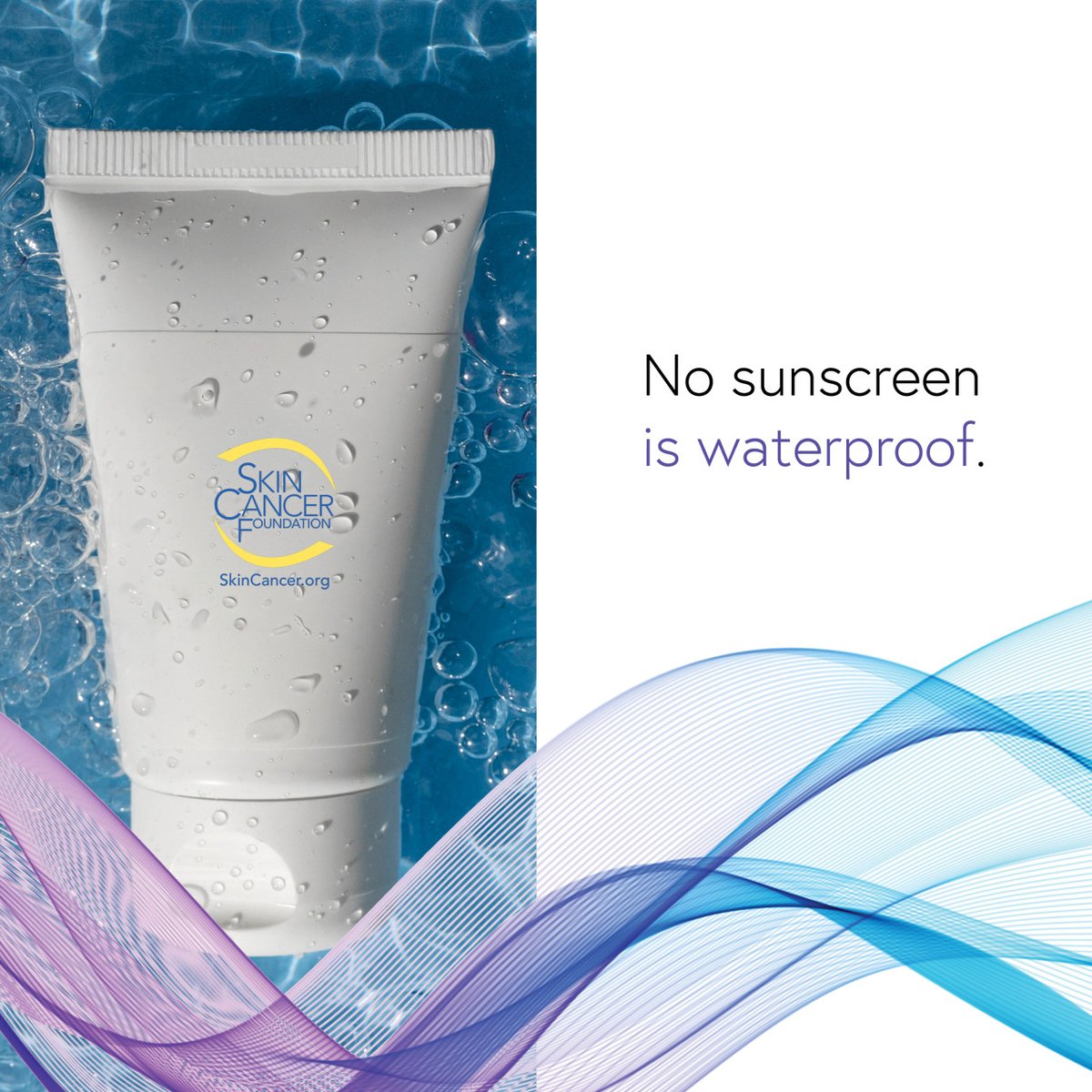 SkinCancerOrg's tweet image. Sunscreens labeled water resistant are tested to be effective for up to 40 minutes of swimming, while very water resistant sunscreens stay effective for up to 80 minutes in the water. skincancer.org/sunscreen