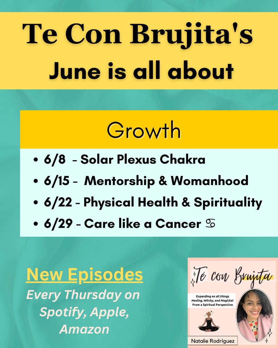 n_caycedo's tweet photo. Listen to "Why is Mentorship important in Womanhood?" by Té Con Brujita out tomorrow 6/15/2023! 
https://t.co/CtqeuELVmG https://t.co/lS4XWhPEFs