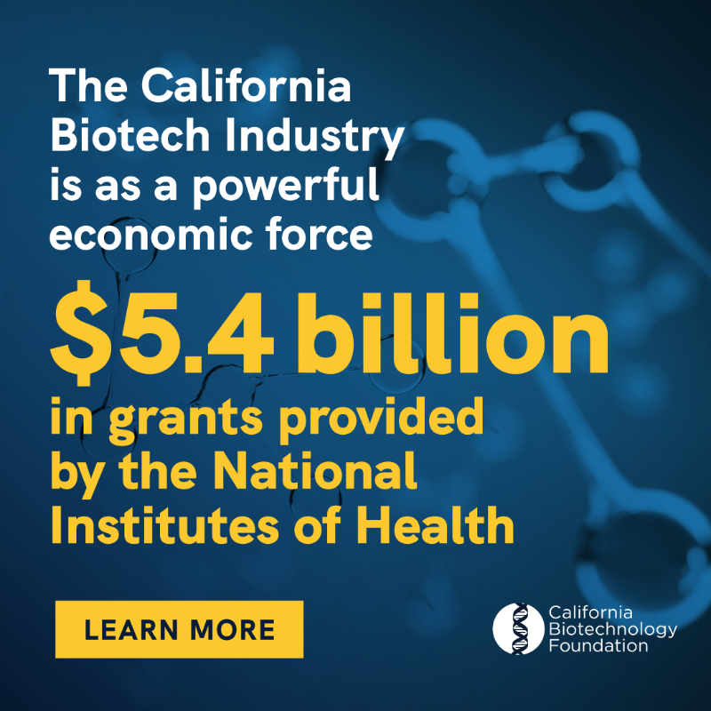 CABiotech's tweet photo. The California Biotech Industry is a powerful economic force, fueling economic growth by:

 ‣ Driving $413 billion in economic activity
 ‣ Generating $66.9 billion in labor income
 ‣ Securing $5.4 billion in grants provided by the National Institutes of Health.