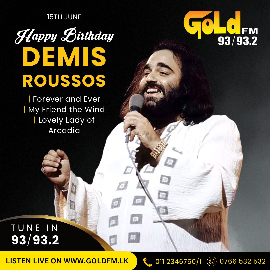 HAPPY BIRTHDAY TO DEMIS ROUSSOS TUNE IN  93 / 93.2 Island wide    