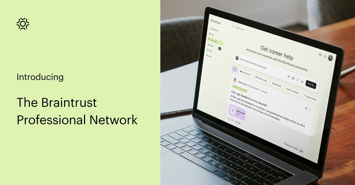 phclouin's tweet photo. Big launch day today for #Braintrust's Professional Network - a destination for professionals in tech and design to learn and grow their career, with the help of other professionals who have been there before.

 #BTProfNet #Braintrust #ownershipeconomy https://t.co/RKHUbAFQyP