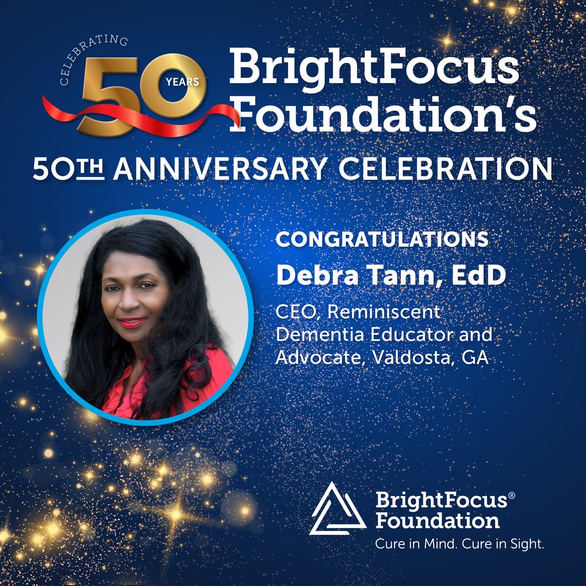 _BrightFocus's tweet photo. 💯 Congratulations to Debra Tann, EdD (@DebraonDementia) on receiving our BrightFocus Community Impact Award for her work advocating for dementia patients and caregivers & ending healthcare disparities.
Learn more ➡️ https://t.co/4u0DexBsMy #MindSightCure #BoldResearchCan https://t.co/wbc3ZbSoBI