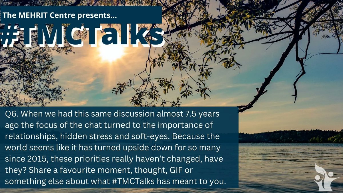 susanhopkins5's tweet image. Q6.When we had this discussion 7.5 yrs ago the focus of the chat turned to relationships, hidden stress &amp;amp; soft-eyes. Because the world seems like it has turned upside down since &apos;15, these priorities really haven’t changed. Share a something about what #TMCTalks has meant to you.
