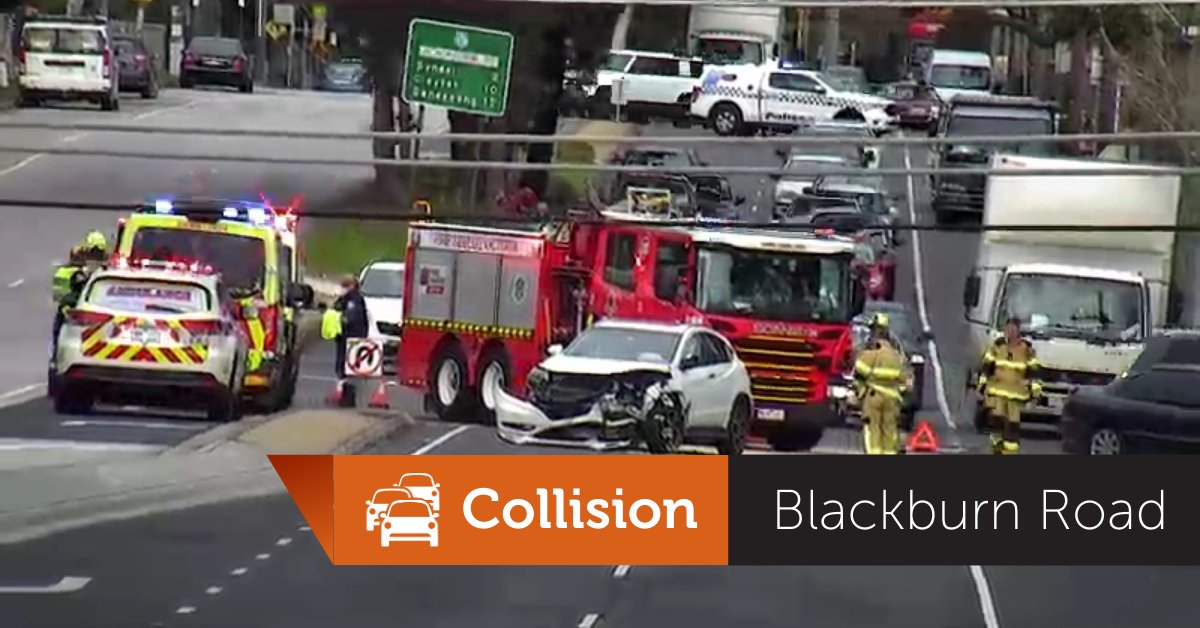 Northbound traffic on Blackburn Road, Burwood East is being diverted onto Witchwood Crescent following a collision just south of the Burwood Highway.  Consider using Middleborough Road or Springvale Road instead. Allow extra time through the area. #victraffic