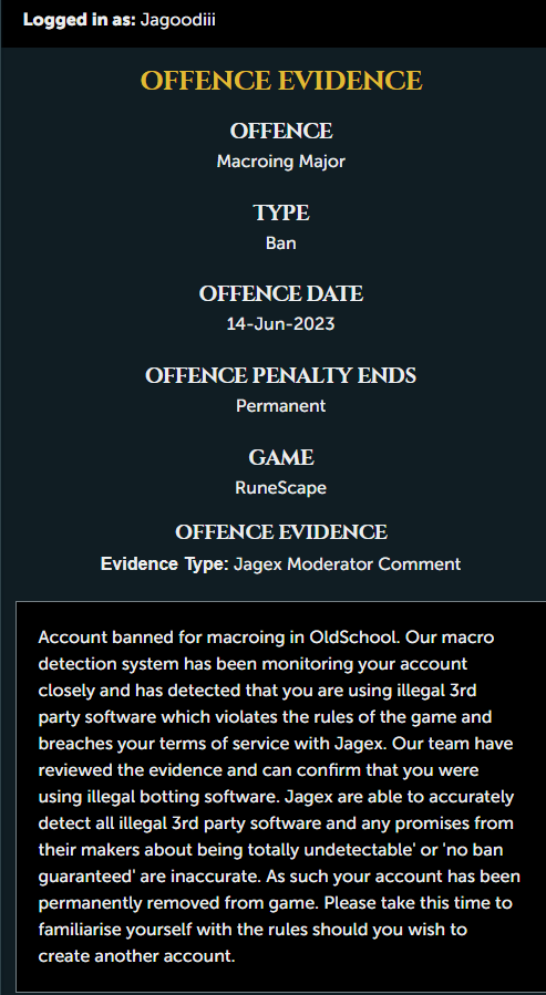I have been streaming RuneScape for almost 3 years now and never have I ever used any cheat clients or botted. I use rune light and that’s it. I have heard reports of many people getting this type of false ban. <a href="/JagexSupport/">Jagex Support</a> <a href="/JagexAsh/">Mod Ash</a>