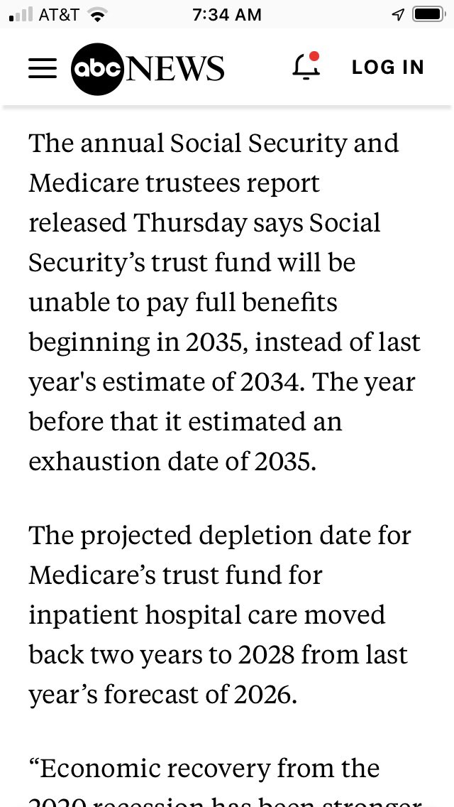 HillGirlTN's tweet photo. @LouDobbs @truthtsar @JoeBiden 2022 Social Security Trustee report. They sat on the story until they had someone else to blame. #PoppingSmoke #Distraction https://t.co/54o49g7KLg