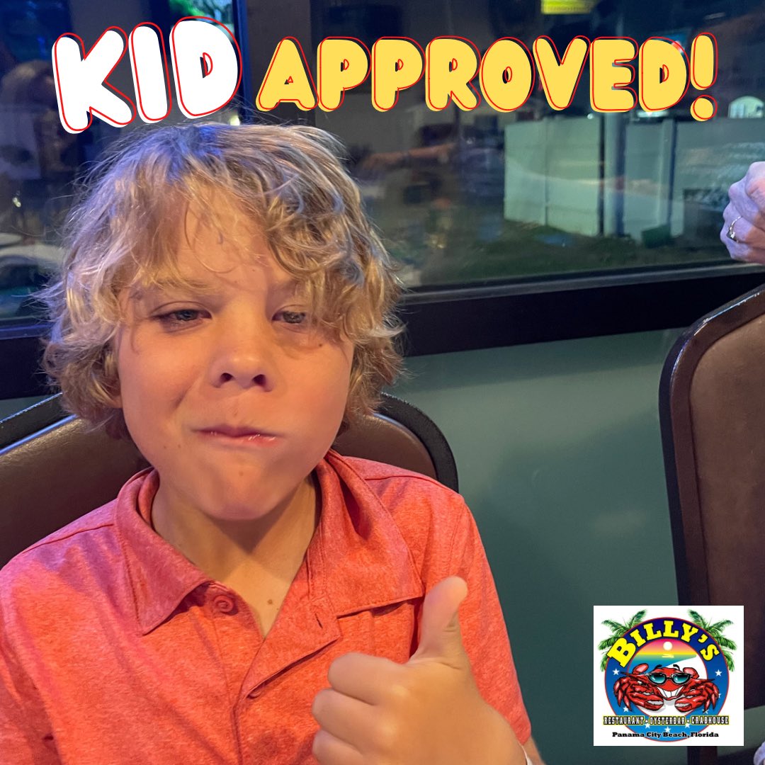 There’s something for everyone at Billy’s, and kids approve too! Kids dinners are all served with fries and pickle spear!
(Kids menu 12 and under only) 
🌭Hot Dog
🍤Shrimp Poppers
🧀Grilled Cheese Sandwich
🍕Pizza Sticks
🥜🍇P.B.J. Sandwich
🐓Chicken Tender Basket
🐟Fish Basket