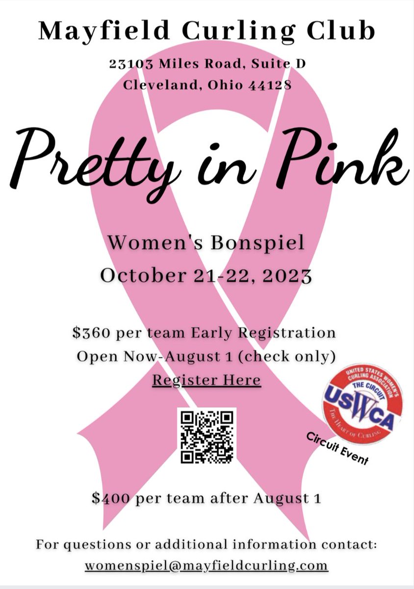Mark your calendars!!! Our women's spiel is set for October 21-23!