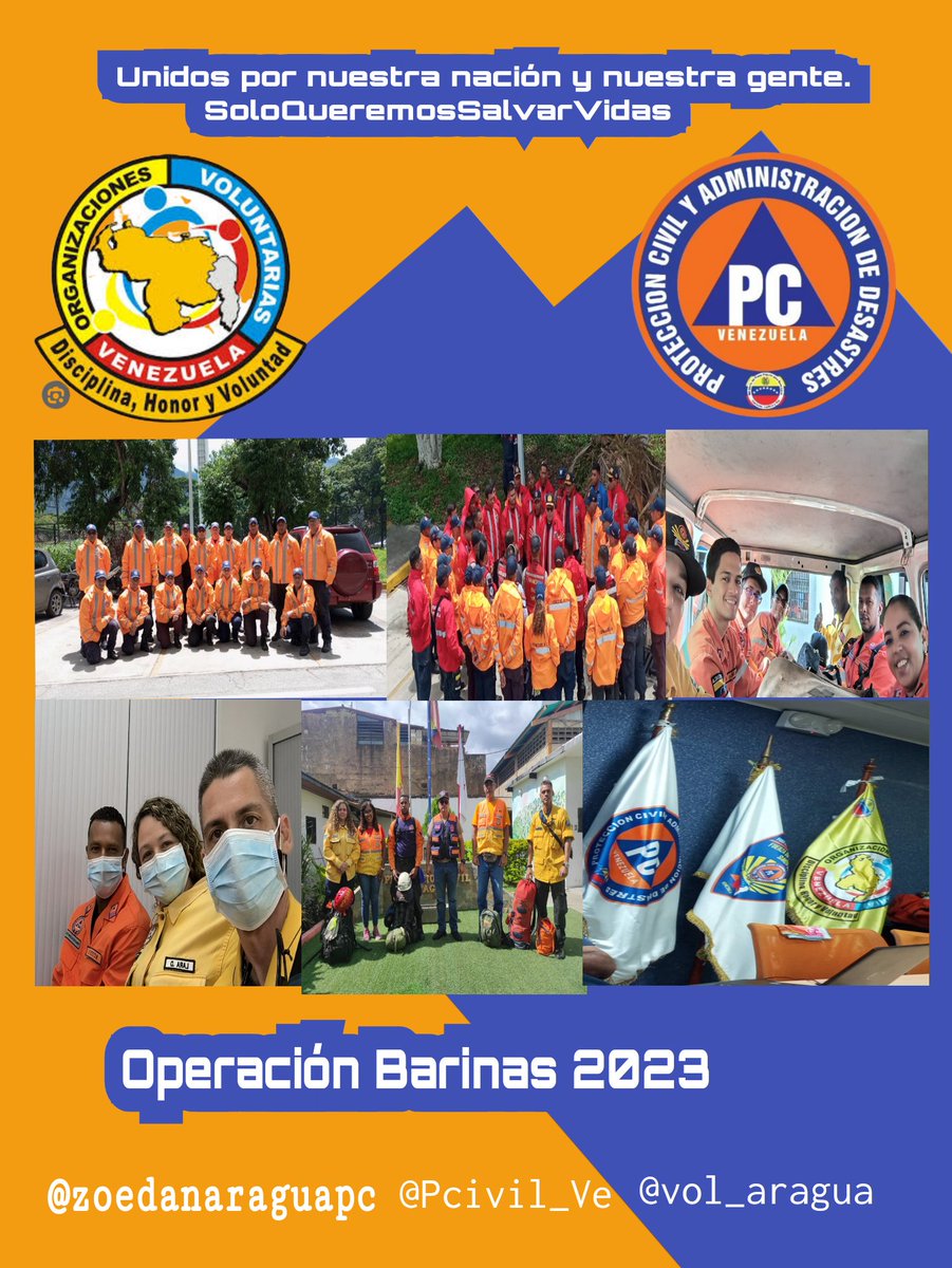 En perfecta unión, nuestros #voluntarios y funcionarios de #Aragua en total apoyo a la #FuerzadetareaSimonBolivar, en la atención a zonas afectadas por lluvias en el estado #Barinas 
@Zoedanaraguapc 
<a href="/PCivil_Ve/">Protección Civil</a> 
<a href="/cperezampueda/">cperezampueda</a> 
<a href="/pcmbi/">pcmbi</a> 
<a href="/pcad_voluntario/">Voluntarios (as)</a> 
<a href="/Soykarinacarpio/">Karina Carpio</a>