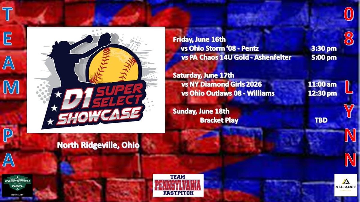 We head to North Ridgeville, Ohio this weekend to participate in the D1 Super Select Showcase.  Wish our girls good luck!!! @teampafastpitch @ginggga21 @d1fastpitch1