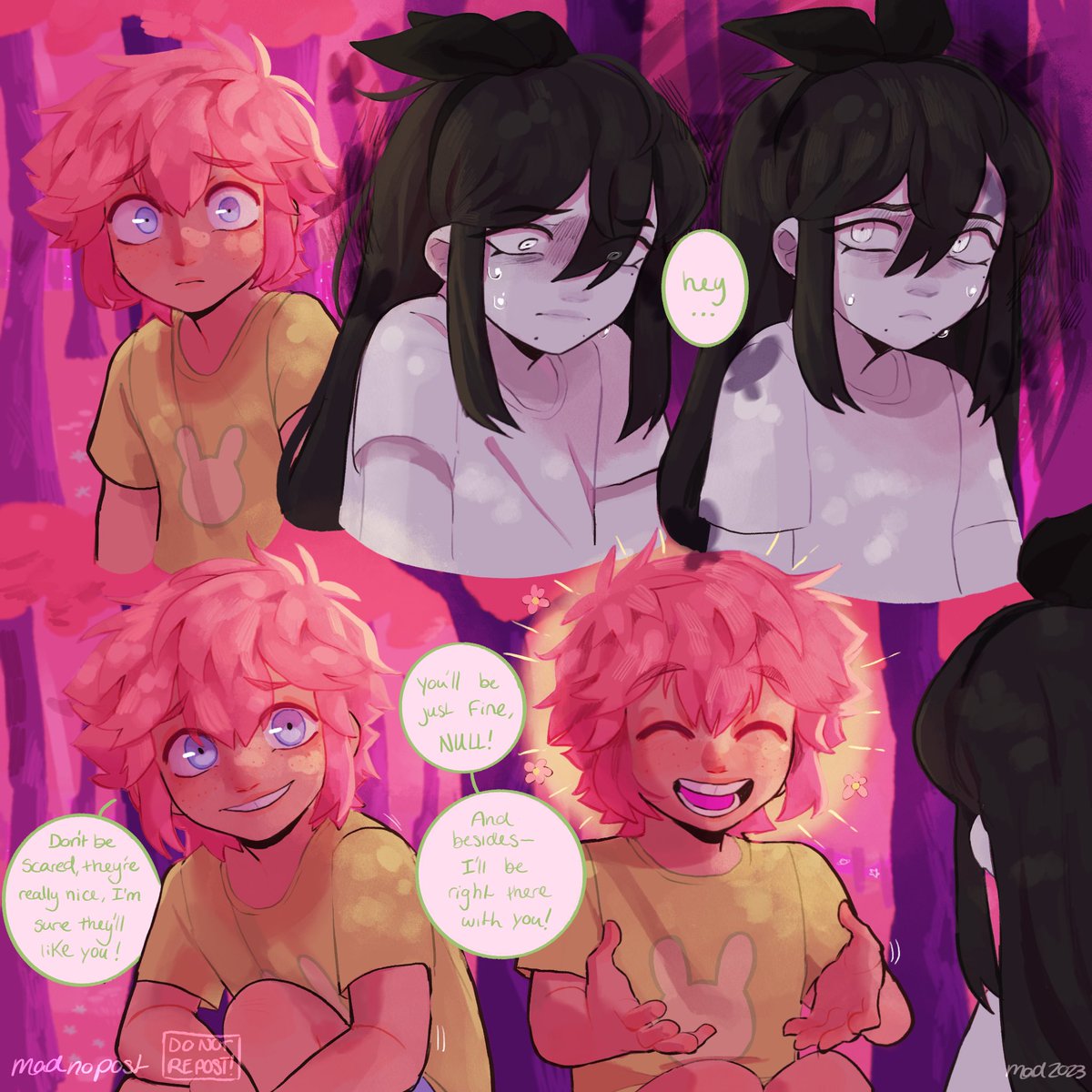 madnopost's tweet photo. //CW eyes, mild body horror 
(1/3)

“A nightmare”

-NOTE!- Kel is not evil; Aubrey/Null has a severely twisted interpretation of him in her mind, which leads her to imagine him as cruel and untrustworthy. She thinks he’s plotting against her.

#omori #omariposaAU #omoriAU https://t.co/CAFF38oYCa