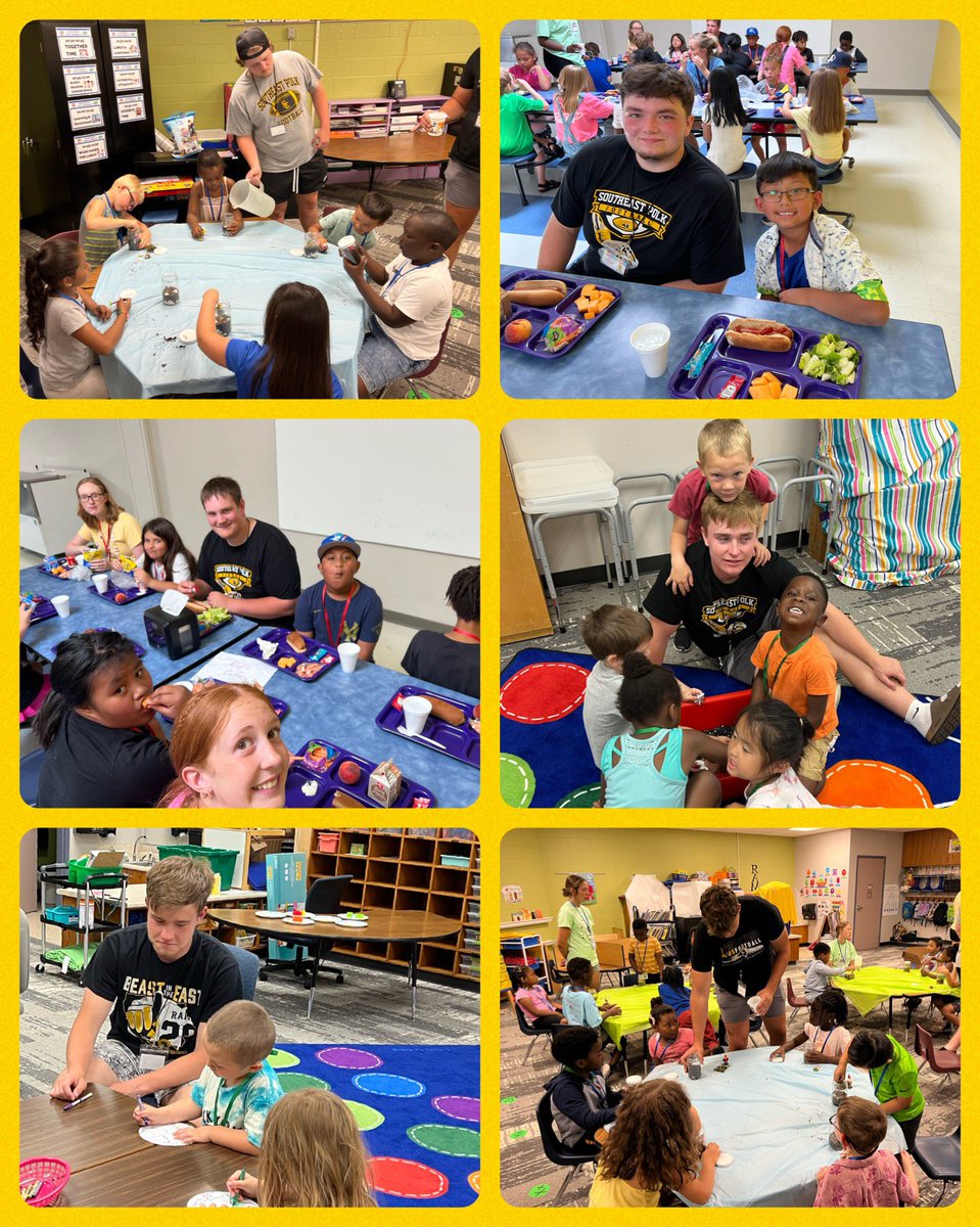 SEPFBPARENT2023's tweet photo. Thank you to the football players who came out and volunteered at Kids Cafe today!  The kids adore 🥰 having you there. 🖍️ 📚 🏈 #communityoutreach #givingback #rolemodels #sepfootball https://t.co/jFjfyhJaXl