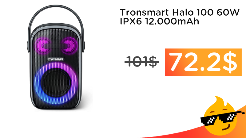 ChollometroInt's tweet photo. #CHOLLO Tronsmart Halo 100 60W IPX6 12.000mAh solo 72.2$ ➡️ https://t.co/gOYQI1v4MQ https://t.co/qFX8d4SDAZ