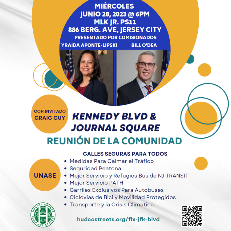 TheNewJSQ's tweet photo. Updated location ‼️ Join Hudson County Complete Streets & Bike Hudson County for the Kennedy Blvd & Journal Square Community Meeting to discuss safe streets for all 🚴♂️🚦
#safestreets #completestreets #hudsoncounty #journalsquare #jsq #jerseycity #jcnj https://t.co/Vh3iB3TsMX
