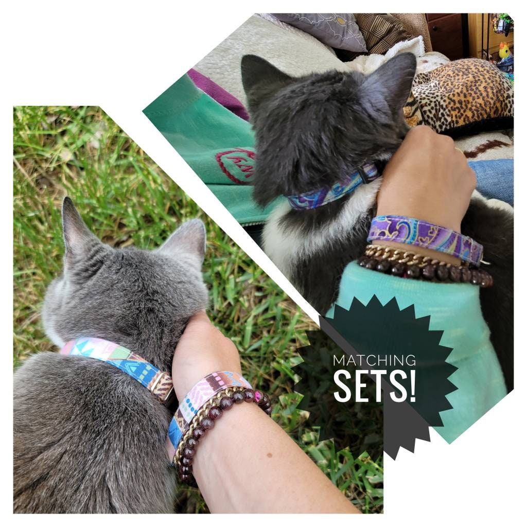 Thanks for the kind words! ★★★★★ 'Fast shipping! The bracelet is a tiny bit big on me, but glad it has a clasp! It has never fallen off & the collar is a breakaway collar.' Leah etsy.me/3p7udTt #etsy #flat #quickreleasebuckle #cat #catcollar #keyfobwristlet #ke