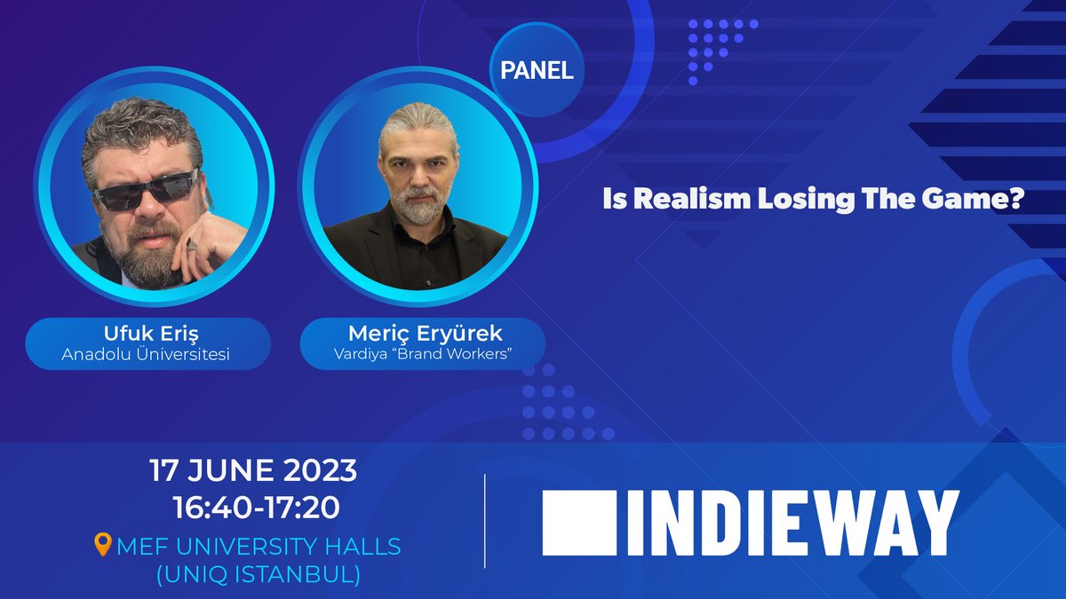 Anadolu University Assistant Professor Dr. Ufuk Eriş and Upgrade Entertainment / Vardiya Co-Founder &amp; lecturer Meriç Eryürek will talk about the reality in digital games and the effect of Uncanny Valley Feeling on player interaction.  
#indieway  <a href="/mericeryurek/">Meric Eryurek</a> <a href="/UfukEris/">ufuk eriş</a>