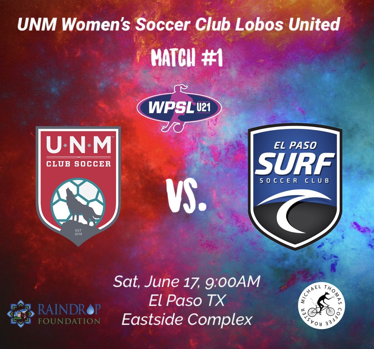 UnmClub's tweet photo. First game of the @wpslu21 season on the road in El Paso. 
Let’s go! 💪 ⚽️ 🐺 

#wpsl #wpslu21 #newmexicosoccer #lobosoccer #nmsoccer #golobos #clubsoccer #unmclubsoccer #elpaso #albuquerque #womenssoccer https://t.co/0vZIE9k2dH