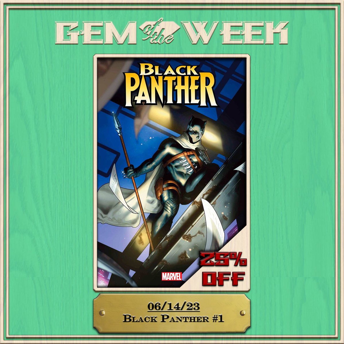 GemComicsIL's tweet photo. Gem of the Week! 25% Off for One Week, Every Week! This Week? 

BLACK PANTHER #1 by Eve Ewing (@eveewing) &amp; Chris Allen!

#comics #comicbooks #Marvel #MarvelComics #BlackPanther #NCBD #NewComicBookDay #NewComicsDay #NewComics https://t.co/w4dAb2jvFU