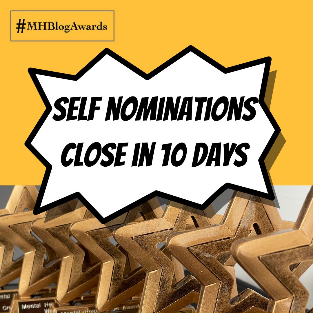 MHBlogAwards's tweet photo. 🏆 MHBA self nominations open until 23rd June 🏆

Find out about nominations, voting and awards categories at https://t.co/dsO5qAZaIH

Self nominate - https://t.co/zRJo3a0B2l 

#MHBA23 #Blogger #Blog #MHBlog #MHBlogger #Celebration #BloggerCelebration #BloggerRecognition #Awards https://t.co/Vd4g5s64PF