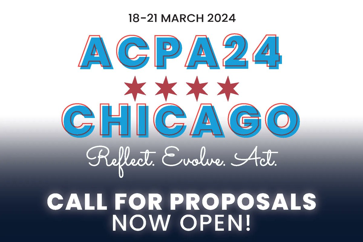 The #ACPA24 Call for Proposals is now OPEN! Propose an educational or scholarship session that centers the attendee experience, focuses on skill and knowledge development, and addressses our collective work towards racial justice and decolonization. buff.ly/43Uhqm7