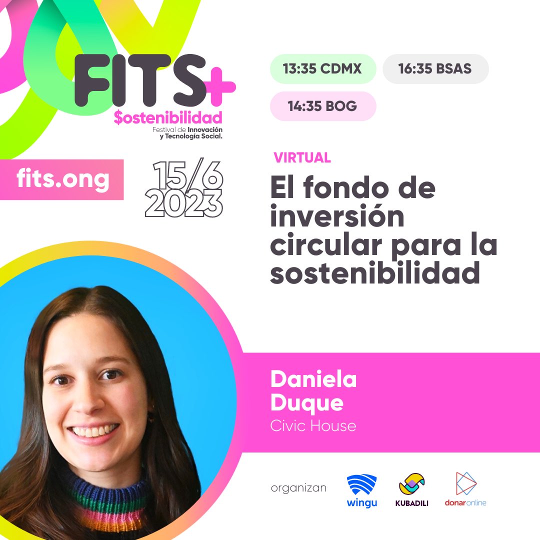 goldborboleta's tweet photo. Mañana es el FITS Sostenibilidad y estaré hablando del #FondoCircular de @civic_house, una manera innovadora de apostarle a la #sostenibilidad y resiliencia financiera del sector social ✨
Inscripción aquí: https://t.co/hkBjh4nkZY https://t.co/0koywIe4Bg