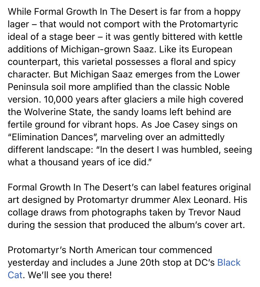 Our other release this week is Formal Growth In The Desert, a collaboration with one of the best rock bands on the planet, @ProtomartyrBand. We wrote a lot about it, if you care to click and read. Otherwise, just look at that clear beaut. The bands plays @BlackCatDC on June 20th.