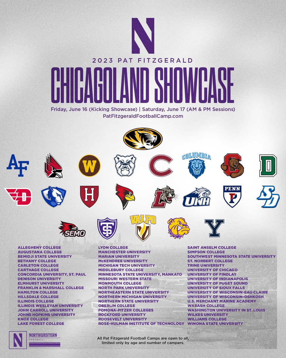 I will be at the Northwestern camp Saturday Morning!