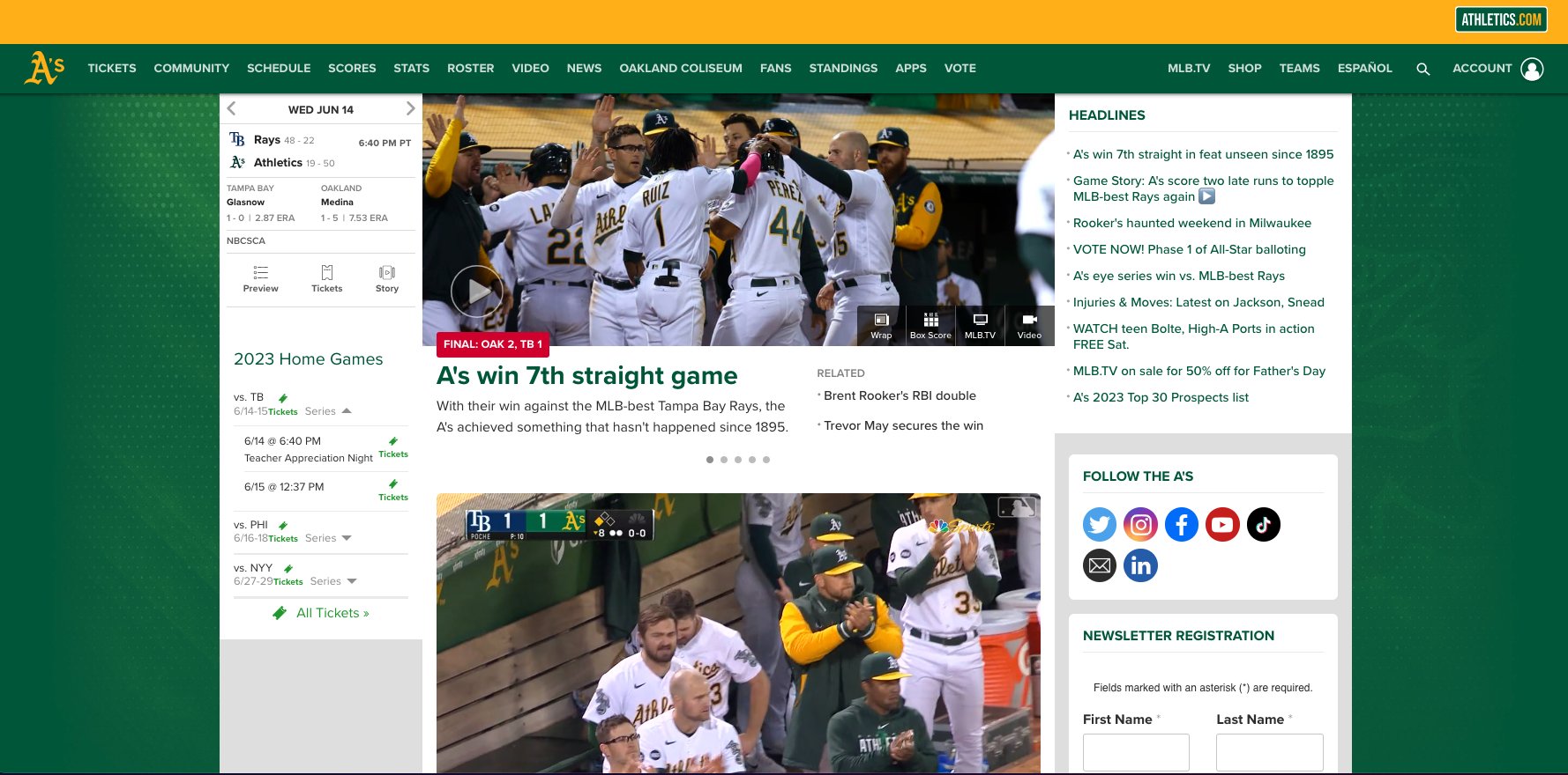 Official Oakland Athletics Website