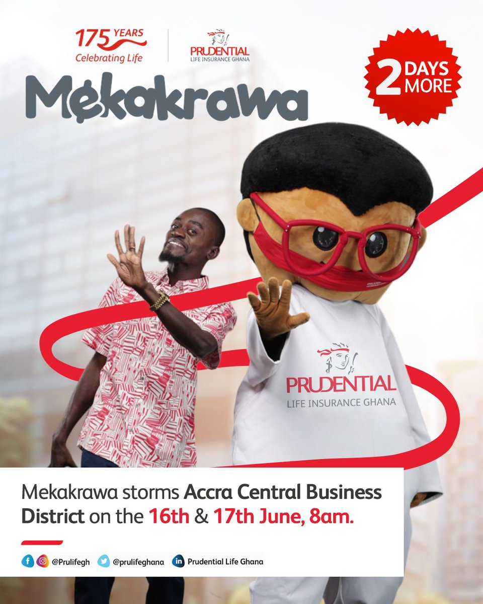 PruLifeGhana's tweet photo. ⏰🗓️ Tik Tok Tik Tok! ⏰🗓️ Time is running, so mark your calendars! 

Don't miss Mekakrawa storming Accra Central Business District on June 16th &amp; 17th at 8am! 

Save the date!

#MekakrawaStormsAccra #Mekakrawa #PLIG https://t.co/3qC4DcIxzs