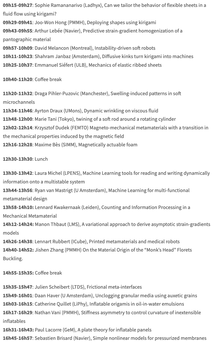 With MePhy and <a href="/CorentinCoulais/">Corentin Coulais</a>, we're organizing a one-day thematic workshop at <a href="/ESPCI_Paris/">ESPCI Paris - PSL</a> on Soft mechanical metamaterials on Tuesday, June 20, 2023. You can still register to take part in the workshop online! See details here (French time!) : mephysociety.wordpress.com/mephy-day-soft…