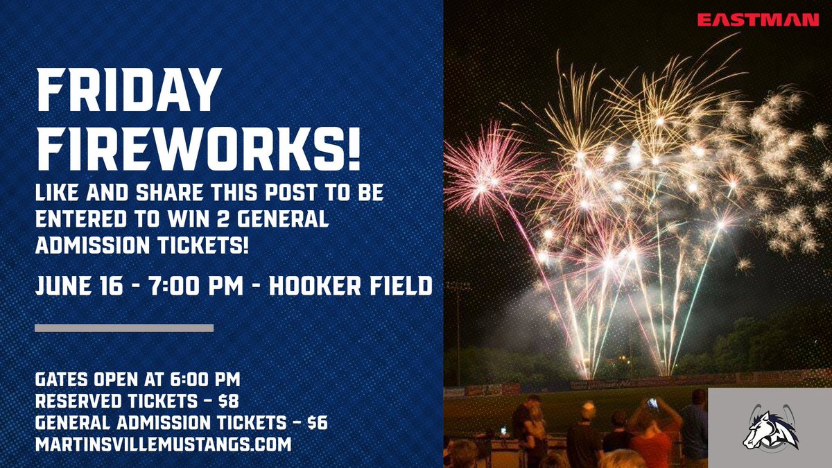 We’re just ✌️ days away from our first postgame fireworks extravaganza of 2023!

Let’s pack Hooker Field in support of your #StangGang, as they battle HPT at 7 PM.

Like and retweet this post to be entered to win two GA tickets! Winner will be contacted directly. 

See you there!