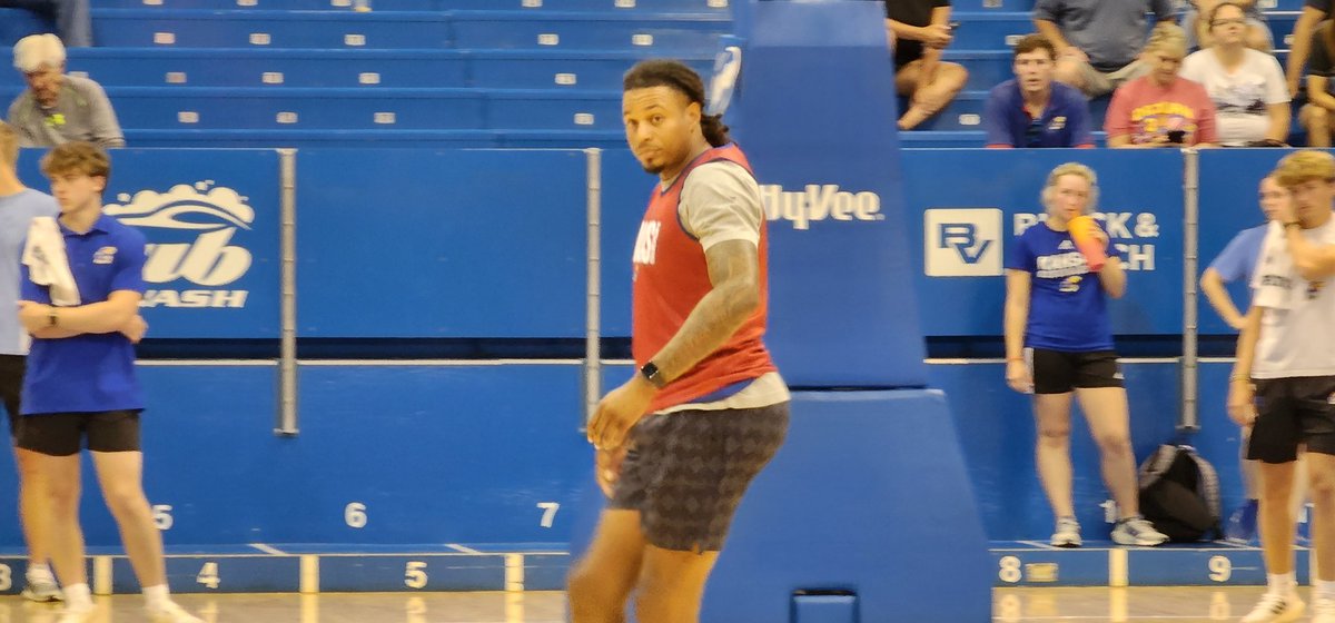 Tyshawn Taylor and Brandon Rush practicing with the team at Bill Self's Camp. #KUbball