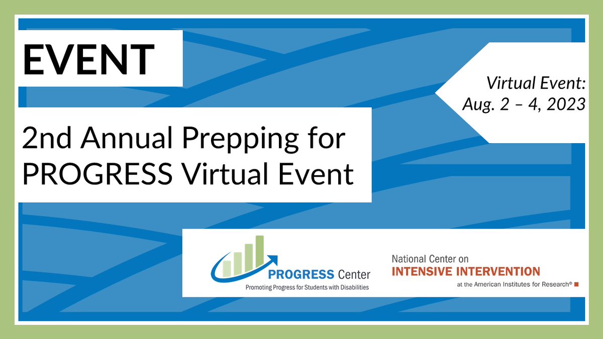 Register for @K12Progress and @TheNCII’s Prepping for PROGRESS 2023, Aug. 2-4.

The virtual event is for general and special educators, local leaders, professional development providers, faculty and stakeholders who support students with disabilities.

promotingprogress.org/events/2023-pr…