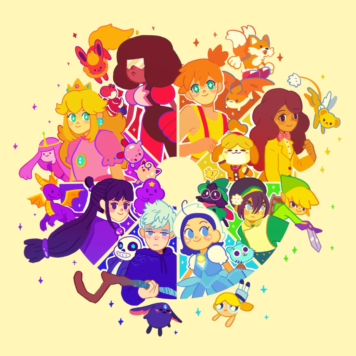 AND ITS FINALLY DONE!! Knucles, Kenny, Pikachu, Jumbo josh, Hatsune Miku,  Huggy Wuggy, Purple guy and Kirby in one place!!, Color Wheel Character  Challenge