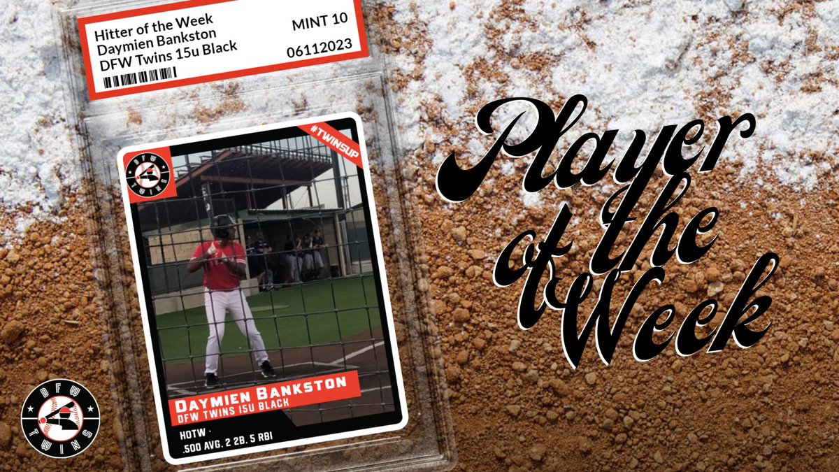 DFW Twins Players of the Week
15u Black

Pitcher: Robert Mask
Hitter: Daymien Bankston

#TwinsUp