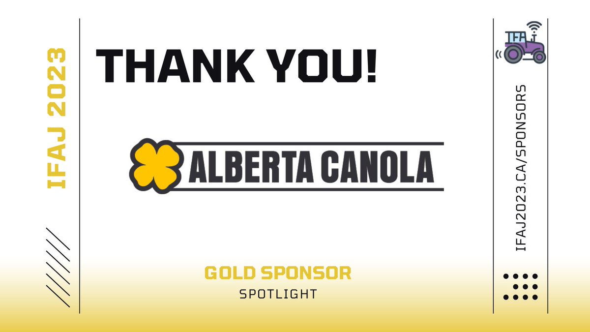 IFAJ2023's tweet photo. Thanks to @AlbertaCanola for being one of the #IFAJ23 gold sponsors which enables @CdnFarmWriters to host worldwide #agmedia in AB. #AgComms #AgCommunicators https://t.co/5Q62uWzYIQ