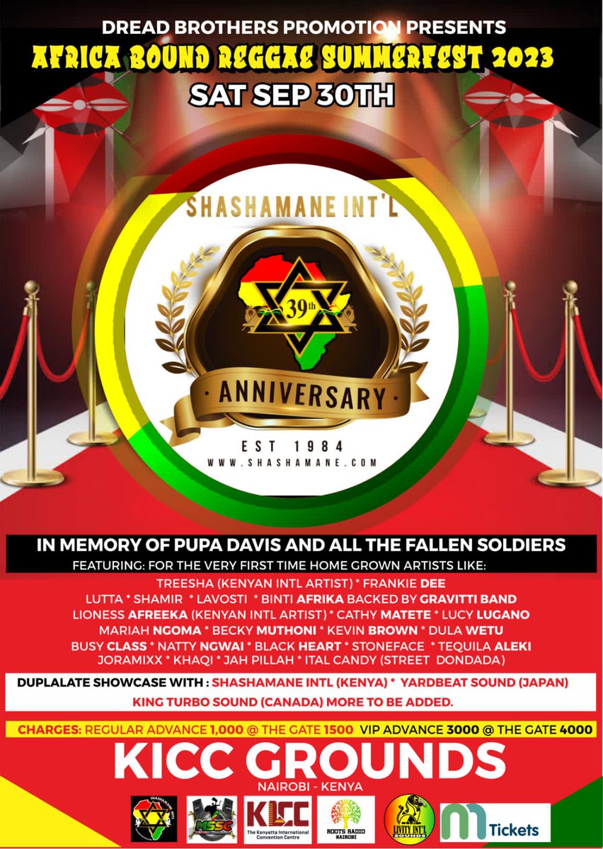 Africa bound reggae summerfest featuring for the first time home grown artist happening on 30th sept at kicc ground be deyaah