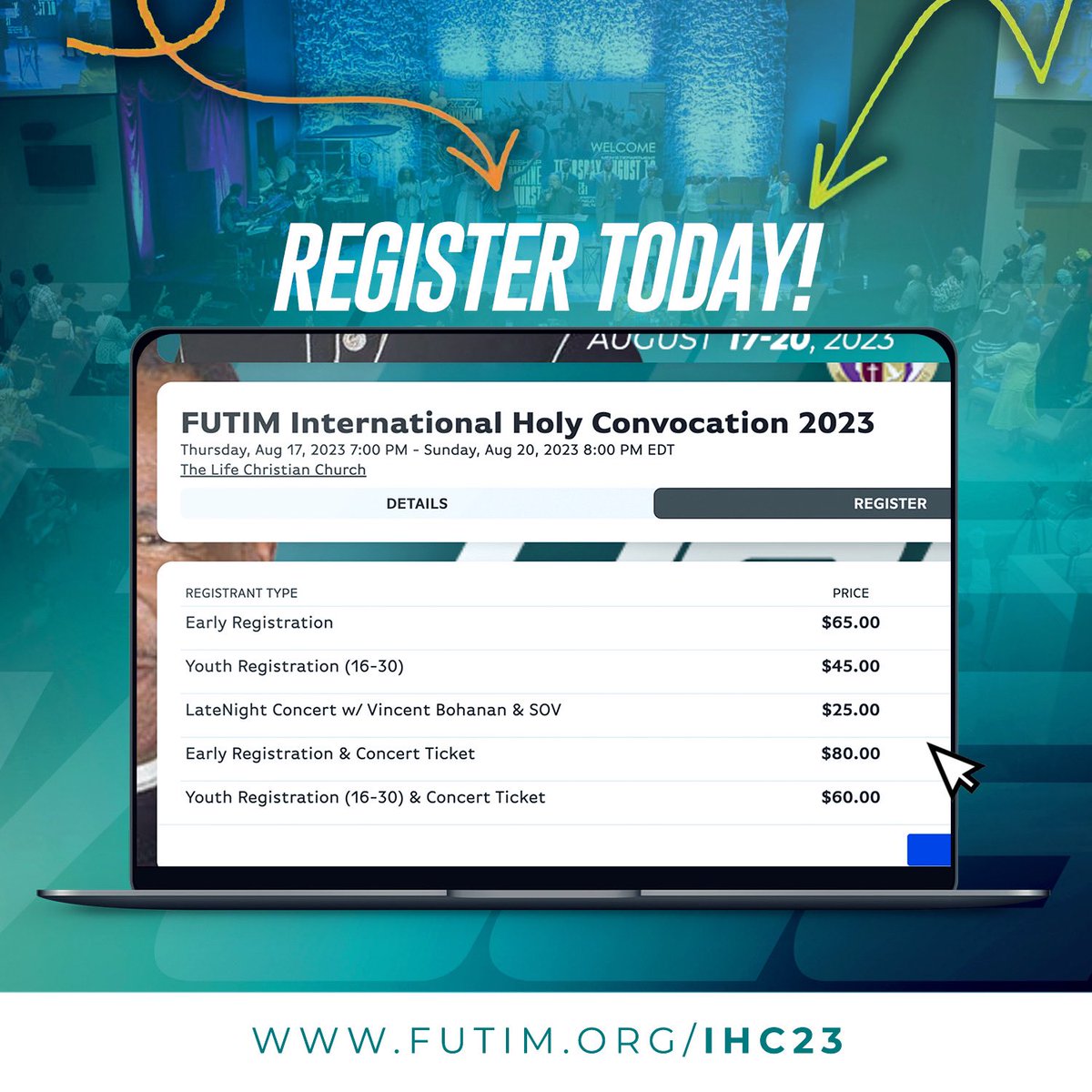 OfficialFUTIM's tweet photo. The countdown to International Holy Convocation 2023 is here!Mark your calendars now. Register today! #futimihc2023

#officialfutim #holyconvocation2023 #officialfutimevents #retweet https://t.co/erNe5m778m