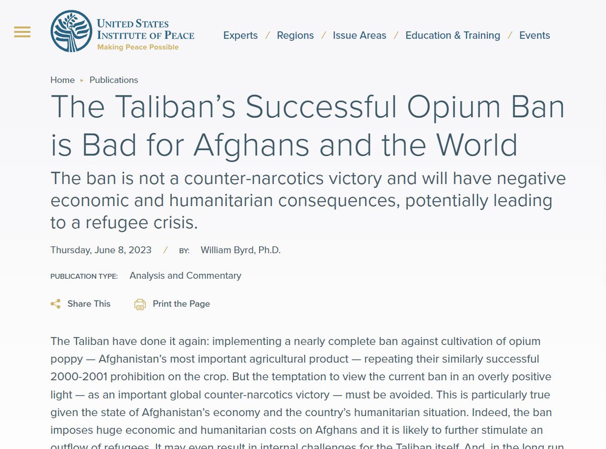 In 2 years the Taliban has done more to combat opioid deaths at the source than the US government did in 20 years.

And now US 'NGOs' & 'Experts' are complaining that their genocide of Americans has been slowed

When Kabul fell Washington lost the war, and America won.