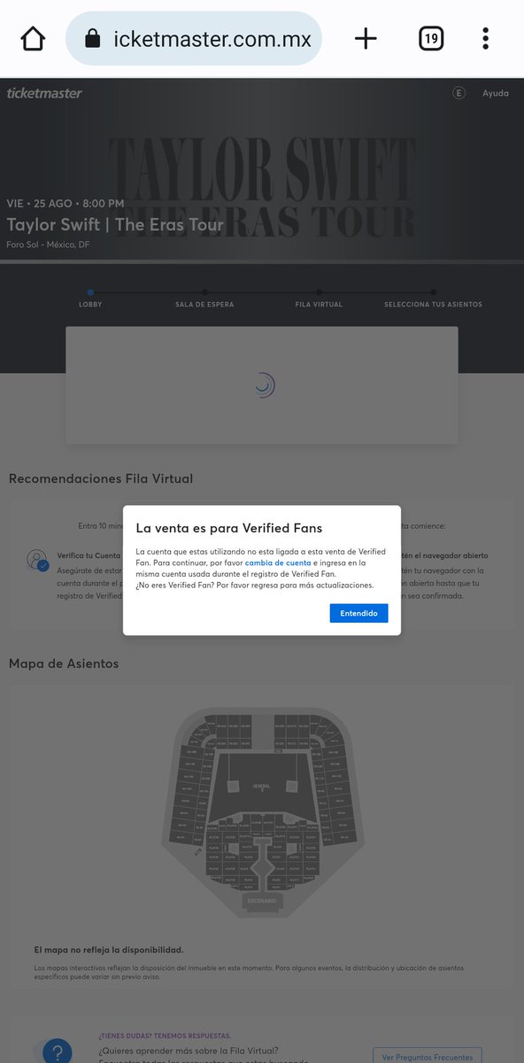 ¡Ayuda @Ticketmaster_Me!

Me registré en tiempo y forma en Verifiedfan para el concierto de Taylor y ahora me dice que mi cuenta no está registrada, no tengo otra y estoy accediendo a la misma del correo con el que me registré.